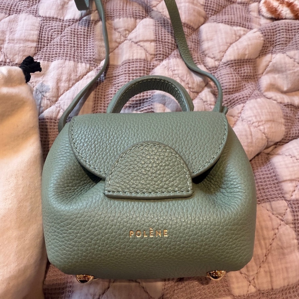 RARE POLENE LEATHER SAGE NUMERO UN MICRO PURSE! NEVER USED!